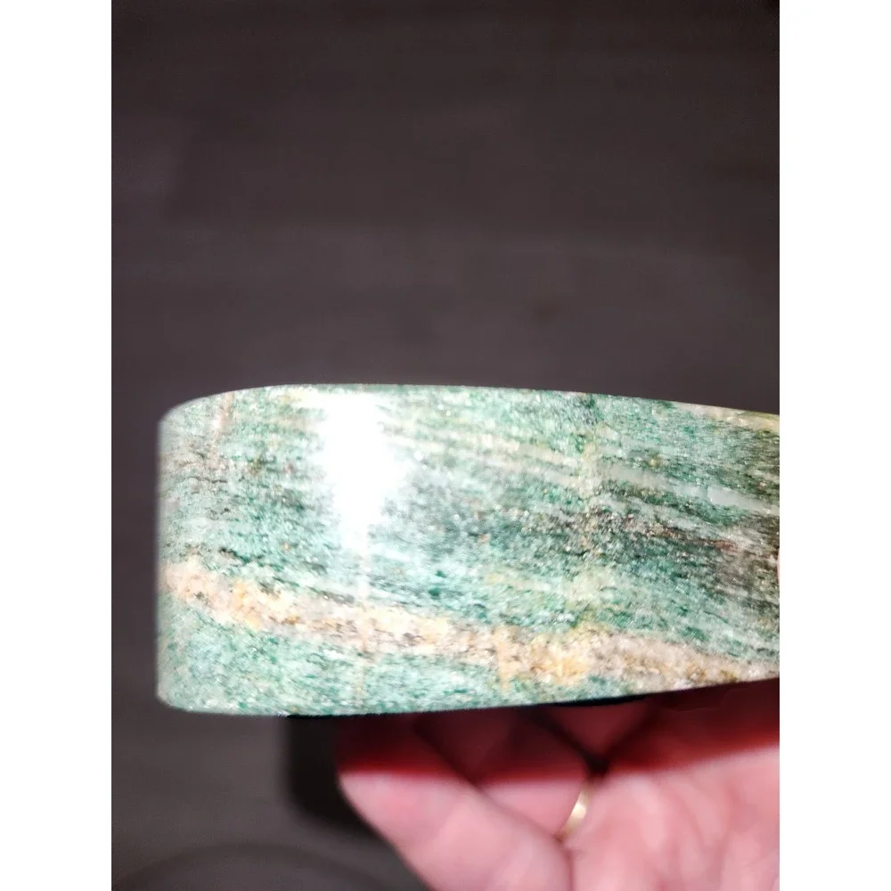 Green Natural Stone Heart Tea Light Candle Holder Polished Marble Altar Decor